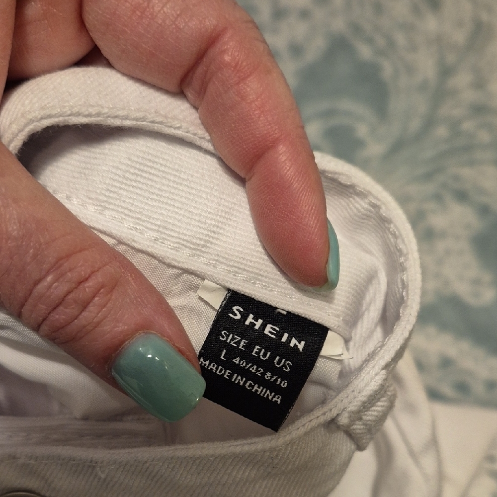 SHEIN White Distressed Pencil Skirt - Picture 7 of 8